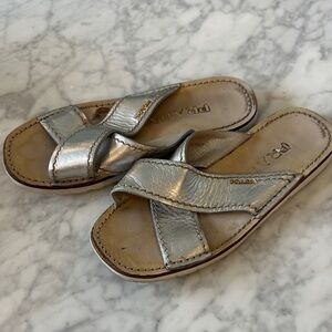 Prada Metallic Silver Women's Sandals